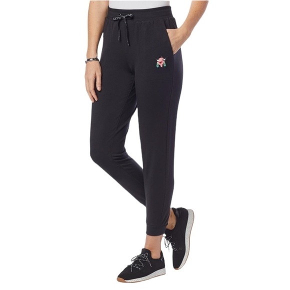 NEW BADGLEY MISCHKA French Terry Jogger Lounge Pant in Black Size Large - Picture 1 of 8